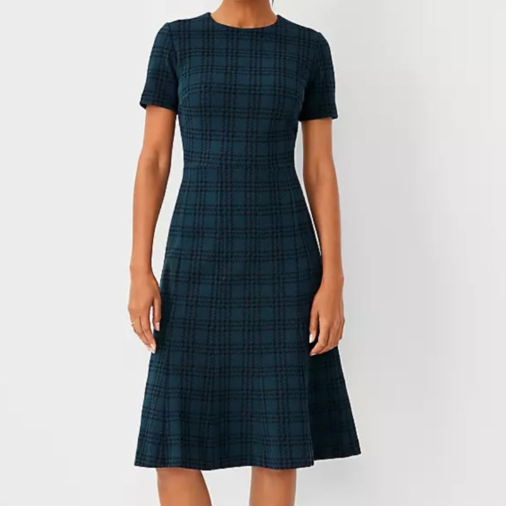 Ann Taylor Plaid Flare Dress